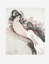 Bernard CHAROY, ELÉGANTE AU COLLIER DE PERLES ,1998 lithographie signée