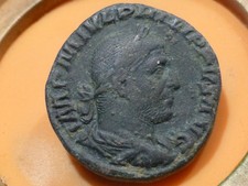 MONNAIE ROMAINE ANTIQUE - SESTERCE PHILIPPE - TYPE CERF A DROITE - QUALITE TTB !