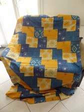 1 Double rideau bleu et jaune d'or, 134cm x 230cm