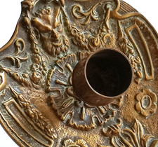 Ancien Bougeoir en Bronze Baroque avec Figures Mythologiques 19e Siècle Rare