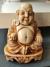 Grand Bouddha Protecteur assis Heureux Faro/Italie.En albâtre/polyrésine/22x17cm