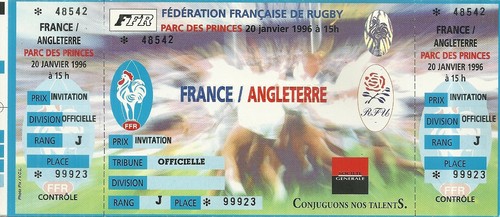Rare ticket billet de rugby - /,