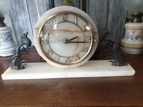 Horloge cheminée marbre - cheminée,