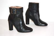 CLAUDIE PIERLOT Bottines Boots Tout Cuir Lisse Noir Talons Hauts T 38 BE