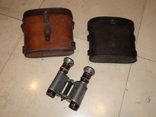 Jumelles officier 14-18 extra lumineuse Huet Paris et 2 étuis noir et marron