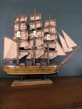 Ancienne Maquette De Bateau Voilier En Bois Déco Rétro Vintage Marine