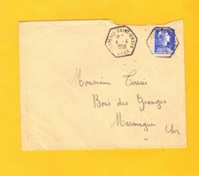 LA CHAPELLE-SAINT-URSIN (18) Enveloppe OBLITERATION POSTALE Hexagonale en 1959