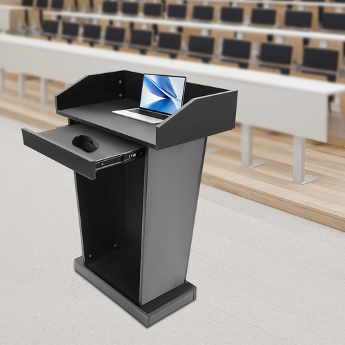 Black wooden lectern podium - black,