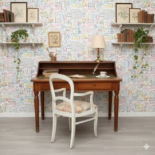 Bureau Ancien Noyer Cuir Vert