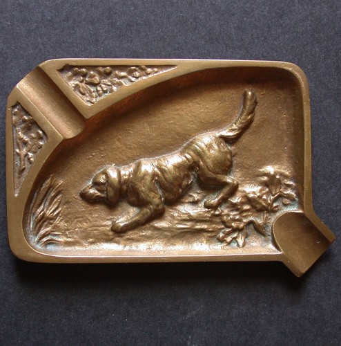 Chasse cendrier bronze chien - chasse,