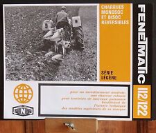 ▬► Prospectus Charrue Monosoc Bisoc Légère 112/122 FENET  tracteur someca massey