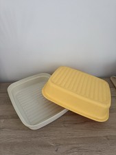 Tupperware ancienne boite a pain rectangle boite Jaune et Blanc - Vintage