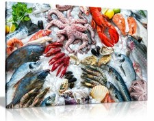 Tableau mural sur toile marché aux poissons fruits de mer