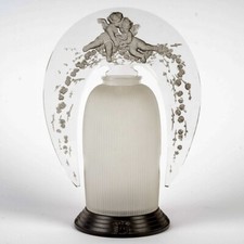 Lampe Tiare Veilleuse Amours Verre Patine Gris R.Lalique Rene Lalique Glass Lamp
