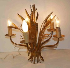 Lustre suspension métal doré gerbe de blés style Hans Kogl