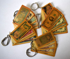 5 porte-clés - Billets Canada-Italie-Angleterre-Amérique-4 cartes de cœur -