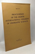 Proceedings of the eighth international congress of onomastic sciences| Bon état