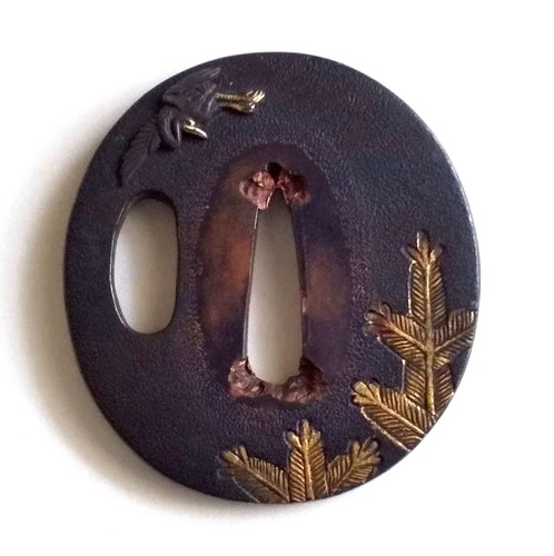 Ancienne grue tsuba garde - grue,