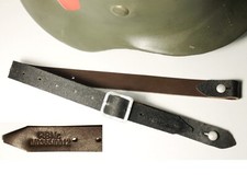 JUGULAIRE CASQUE ALLEMAND WW2 "RBNr. 0/0305/0012" cuir brun, boucle alu