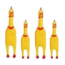 Lot de 4 poules en caoutchouc jaune qui hurlent - Jouet couineur en caoutchou...