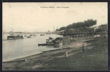 CPA Vitry-sur-Seine, Port à l´Anglais avec barges sur la rivière Seine 1908 