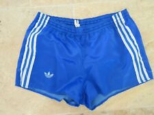 Short ADIDAS vintage nylon polyamide TREFOIL bleu années 80 VENTEX 80 S