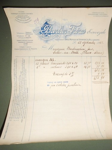 Facture ancienne barbier - facture,