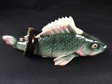 Rare ancienne jardinière barbotine poisson anguille FIVES LILLE 