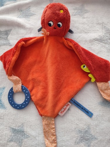 Doudou plat poulpe rouge