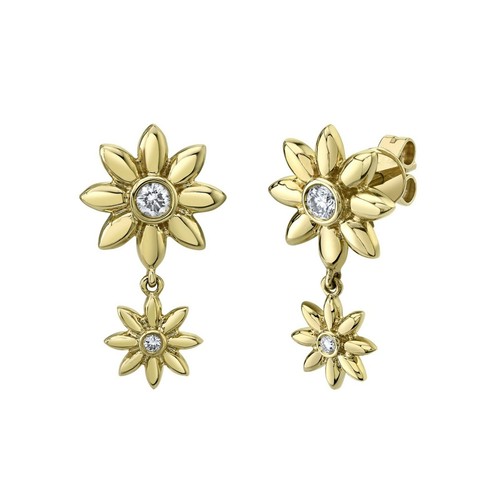 Diamant goutte fleur boucles - diamant,