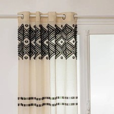 Voilage Beige 140x240cm Sama Atmosphera createur Rideau Ethnique Chic Oeillets