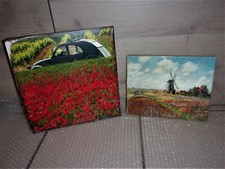 2 Tableaux Toile Lythographie Citroën 2 CV - Moulin à Vent Rijnsburg (Monet)