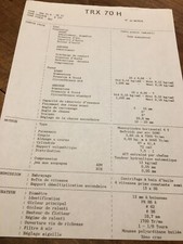 Honda TRX70 H TE10 Fiche technique caractéristiques quad service formation