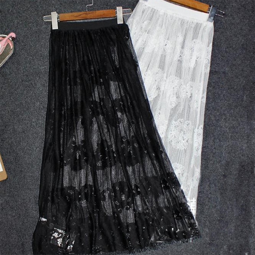 Femme pur dentelle jupe midi - femme,