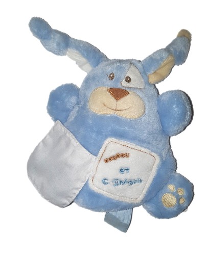 Doudou compagnie lapin bleu - et,