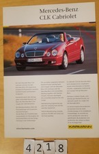 KARMANN MERCEDES CLK CABRIOLET A208 Prospectus D/Fr/GB 2000 2 pages