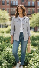 Veste Femme Lin Gris Léger