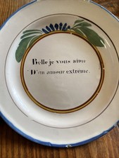 Assiette Faïence Saint Clément XIX Eme Poeme Amour 19 th Plate