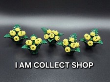 LEGO FLEUR LOT 5 PLANTES 15 GRANDE FEUILLES+30 FLEURS COOL YELLOW+5TIGES NEUF