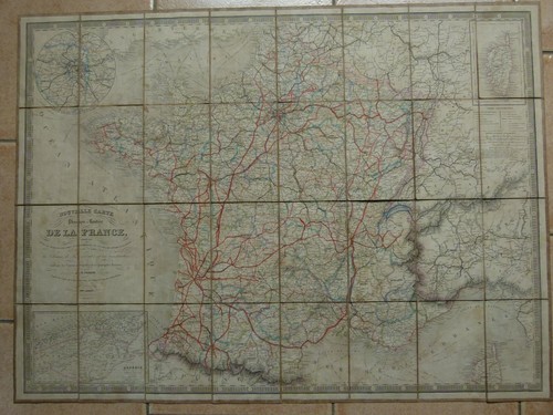 1860 carte physique routiere - 1860,