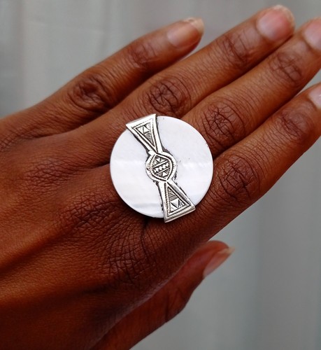 Bague argent massif 925 nacre - argent,