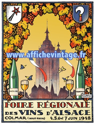 Affiche poster colmar 1948 - affiche, vin