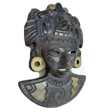 MASQUE EN TERRE CUITE  STYLE INCA PRECOLOMBIENNE ETHNIQUE 