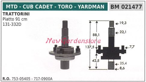 Moyeu porte lame tondeuse - moyeu, porte-lame