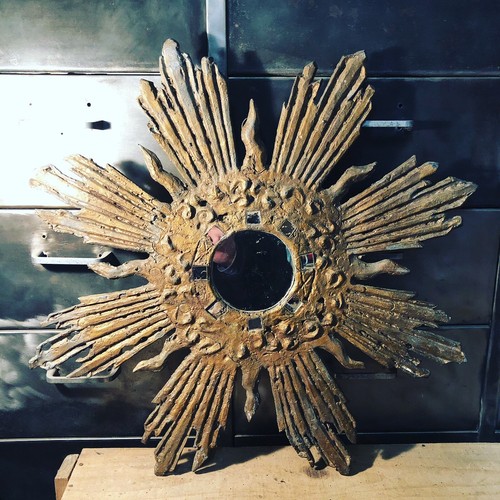 Grand miroir soleil plomb - miroir,