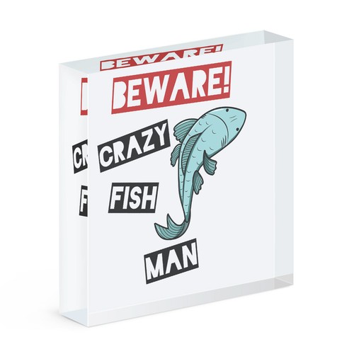 Attention fou poisson homme - attention,