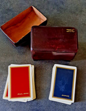 COFFRET CUIR JEU DE CARTES  BRIDGE PERSONALISE  PHILIPPE ET ANNIE