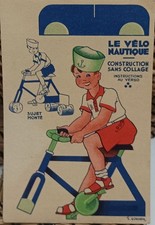 CPA publicitaire Blédine Blécao – Vélo nautique à découper – 1950 rare