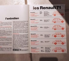 catalogue renault 1971  r4 r6 r6tl r8 r8s r10 r12 break gordini r16 r16ts automa