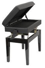 Banc de Piano Avec Compartiment pour Notes, Résistant, Noir, Hauteur Réglable,